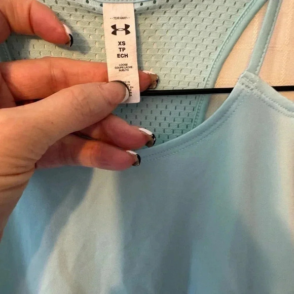 Under Armor Women's Size XS Heat Gear Tank Top Aqua Teal Blue Racerback - Picture 2 of 3
